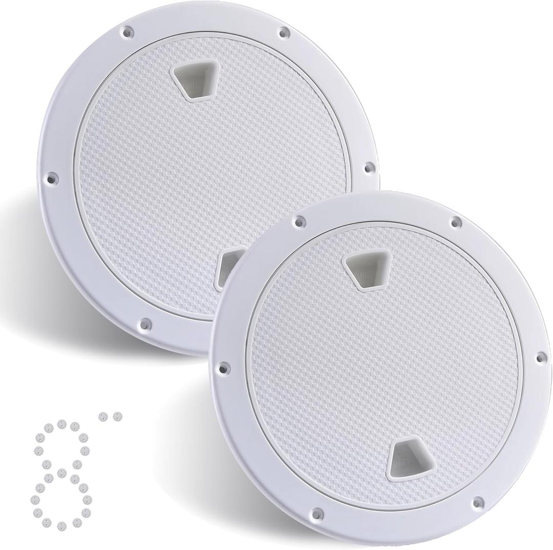 2 Pcs Boat Hatch 4" 6" 8" Round Non-Slip Inspection Hatch,Deck Plates for Boats,Detachable Cover, Suitable for Ships, RV, Outdoor Facilities,ABS Plastic,Attached Screw