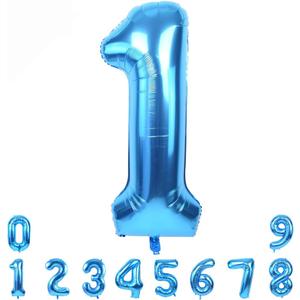 TONIFUL 40 Inch Blue Large Numbers Balloon 0-9 Foil Mylar Big Number 1 Balloon Digital 1 for 2026 Graduation New Year Eve Birthday Party,Wedding, Bridal Shower Engagement Photo Shoot, Anniversary