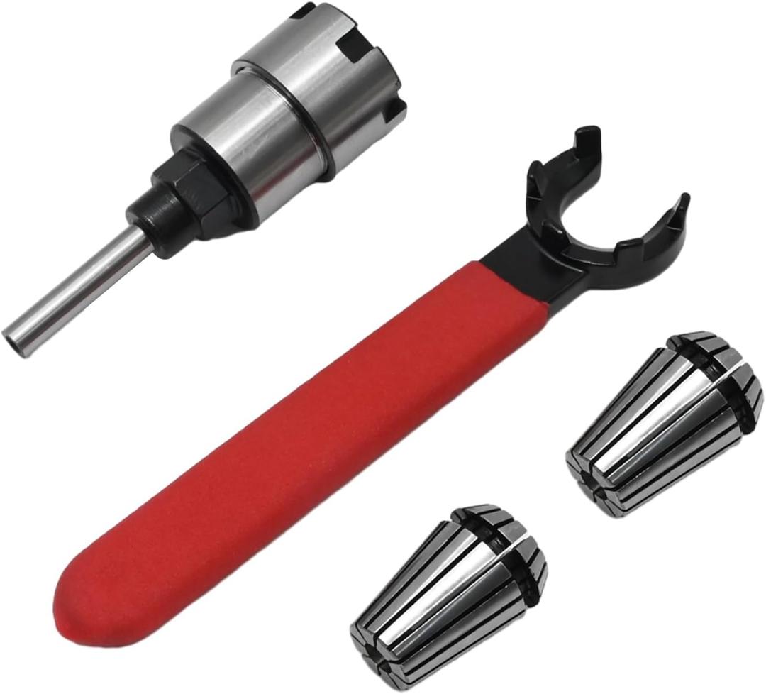 SYOWADA 1/4 Inch Shank to 1/2 Inch Shank Router Bit Extension Collet Adapter with ER20 Spring Collet and ER20 M-Type Collet Nut Wrench, for converting 1/2 inch and 1/4 inch shank router bits