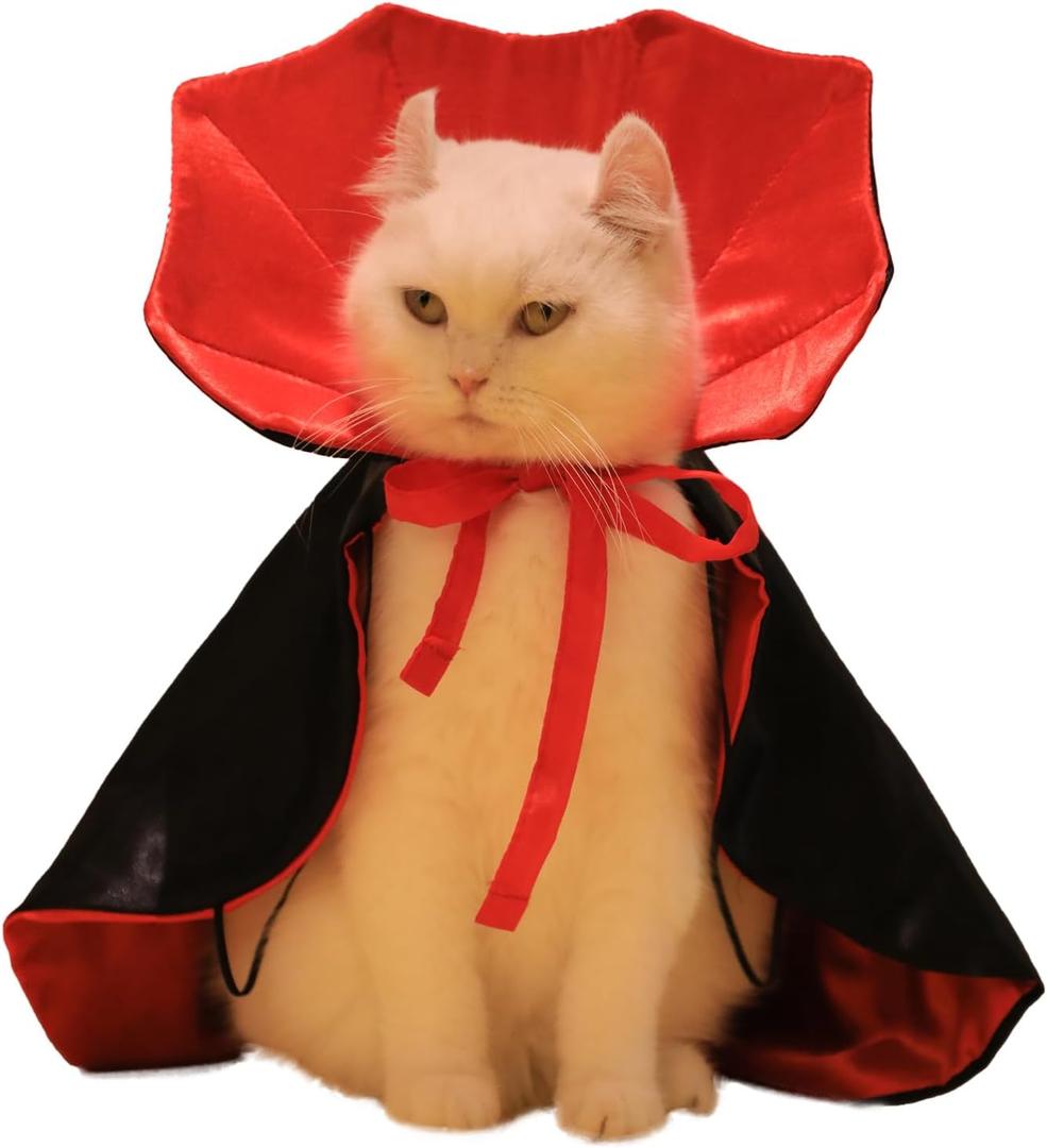 2 x Dog Cat Vampire Cloak Costume, Pet Halloween Cape for Small Medium Dogs Cats Puppy