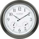 La Crosse Technology 404-00237-INT 18" Atomic Outdoor Clock with Thermometer & Hygrometer (Silver)