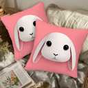 2 x ZibZorp Floral Bunny Throw Pillow Covers 18x18 Set of 2 | Cottage Decorative Cushion Covers | Rabbit Pillowcases for Couch Sofa Bed Living Room Home Decor