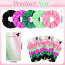 60 Pcs Christmas Witch Party Favors Bulk Pink and Green Hair Scrunchies with 12 Pcs Hair Don't Care Cards Elastic Bobbles Ropes Witch Themed Accessories Christmas Party Gifts Stocking Stuffers