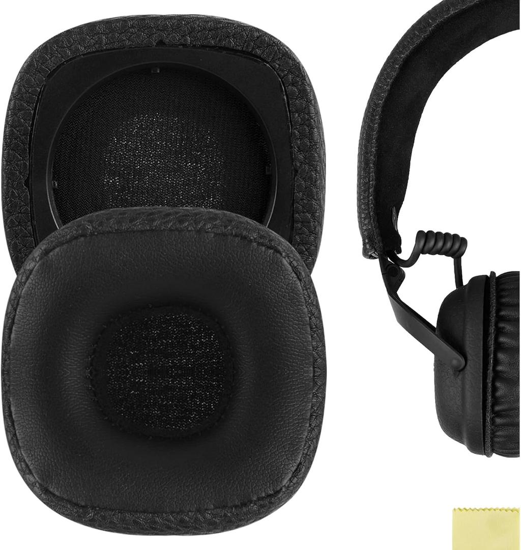 Geekria Replacement Ear Pads for Marshall Major III Wired Wireless, MID ANC Headphones Ear Cushions, Repair Parts (Black)