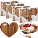 Patelai 4 Set Bridal Shower Favor Heart Cheese Board Cheese Knives Wood Mini Charcuterie Board Thank You Gift Box for Guest Bridal Baby Shower Prize Wedding Birthday Valentines (Acacia Color)