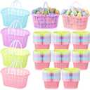Havawish Easter Baskets Bulk with Handle Small Colorful Plastic Eggs Baskets Easter Bucket for Egg Hunt Spring Party Favors(50 Pcs,Rectangular)