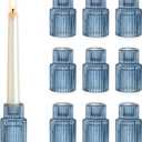 Hewory Glass Candlestick Candle Holder: 10PCS Blue Glass Taper Candle Holders for Table Centerpiece, Vintage Tapered Candlestick Holders for Christmas Centerpiece Wedding Party Holiday Home Decor