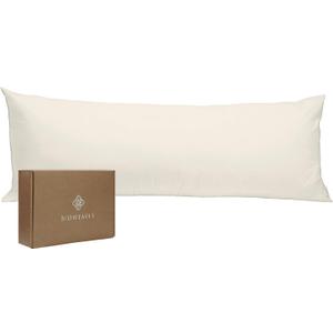 BIOWEAVES 100% Organic Cotton Body Pillow Cover for Body Pillowcases 300 Thread Count Soft Sateen Weave GOTS Certified with Zipped Closure - 21" x 54", Natural