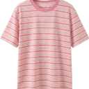 SOLY HUX Girl's Striped T Shirt Crew Neck Short Sleeve Tee Casual Summer Tops (Pink) 11Y