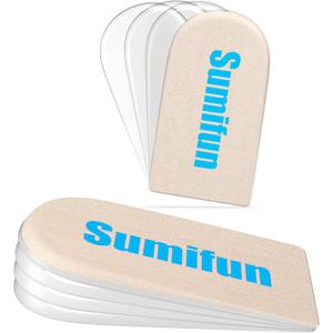 Sumifun Heel Lift, 4-Layer 1 Inch Gel Shoe Lifts for Women Uneven Legs, Adjustable Orthopedic Heel Lifts for Heel Pain and Leg Length Discrepancy, Heel Wedge Inserts 1/4" 1/2" 3/4" (Size S, Beige)