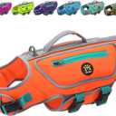 Dog Swimming Vest with D-Ring, Lightweight Dog Life Vests for Boating, Reflective Dogs Lifejackets Swimsuit Neoprene Pet Safety Jacket with Rescue Handle for Small Dogs, Orange, Small