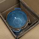 GBhome Ceramic Soup Bowls with Double Handles, 24 OZ Soup Cups Set for Soup, Cereal, Stew, Salad, Noodles, RamenMicroware &Dishwasher Safe, Set of 4 (Space Blue)