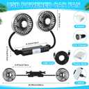 DaisyInner 2 Pcs Car Fan for Backseat Dual Backseat Cooling 360 Degree Rotatable Seat Fans with LED Light USB Car Rear Seat Fan for SUV Rv Sedan Cruise Van Boat