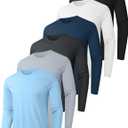 6/7 Pack Men's Quick Dry Long Sleeve Shirts UPF 50+ UV Sun Protection SPF Shirt Moisture Wicking T-Shirt for Casual Workout Black/Sky Blue/Grey/Navy/Dark Grey/White(6 Pack), Small
