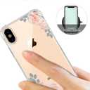 Floral Clear Pretty Phone Case for iPhone Xs/iPhone X 5.8 Inch for Women/Girls,Flower Design Transparent Slim Soft TPU Shockproof Drop Protection Silicone Cover Shell,FL-24