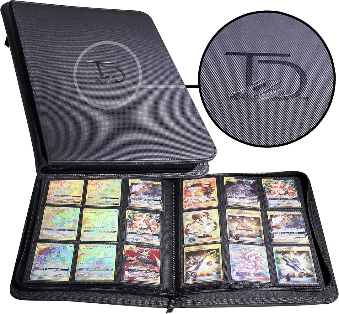 TopDeck 500 Card Ringless Zip Binder Pro - 9-Pocket Pages Side Load Sleeve TCG Storage Portfolio, Compatible with Pokemon, Yu-Gi-Oh, One Piece, MTG, Comic Trading Collectible Cards - Black