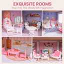 ROBUD Wooden Dollhouse Playset with 5 Rooms 24 PCS Furniture, one size