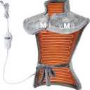 Massaging Heating Pad for Neck and Shoulders and Back, 24" x 35" Large Electric Heating Pad for Back Pain Relief with 3 Heat Levels, 4 Massage Settings, 2H Auto Shut-Off, 2 Massage Motors,Grey