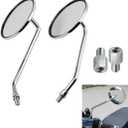 4'' Motorcycle Rearview Mirror Round Aluminum Alloy Reversing Mirrors 8mm10mm for Motorcycle Scooter Electric bike (Silver)