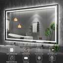 Amorho 24"x 32" LED Bathroom Mirror with Black Frame, Front Light and Backlit, Stepless Dimmable, Anti-Fog, Shatter-Proof, Memory, 3 Colors, Double LED Vanity Mirror