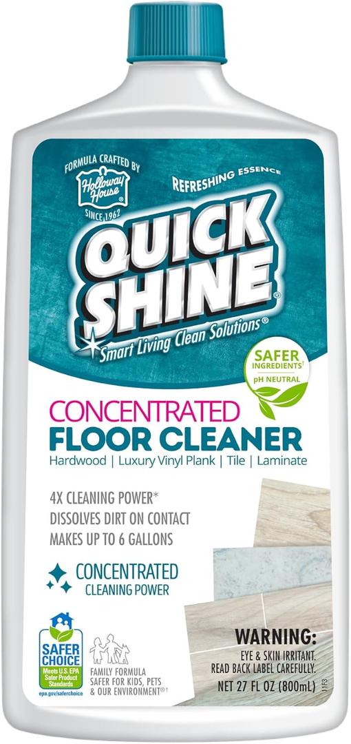 Quick Shine Multi Surface Concentrated Floor Cleaner 27oz Use on Hardwood, Laminate, Luxury Vinyl Plank LVT, Tile & Stone Dirt Dissolving & Powerful Cleaning Makes 27 Gallons