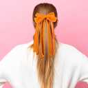 3 x Velvet Elastic Hair Tie 11 Inch Long Velvet Ribbon Bowknot Headwear Fall Winter Ponytail Hair Accessories for Women Girls, Orange