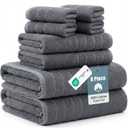 Casa Platino Premium Cotton Bath Towel Set 8 Pcs - Super Soft, Durable & Highly Absorbent - 2 Bath, 4 Washcloths, 2 Hand Towels for Bathroom - Oeko TEX Certified, Ringspun Tech & Hotel Quality - Grey