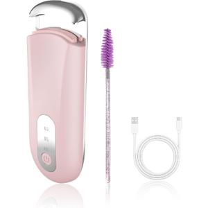 Heated Eyelash Curler for Natural Lashes 2 Level Adjustable Temperature Mini Electric Lash Curler Fast 3 Second Heat Up 24 Hours Long Lasting Curl (Pink Purple)