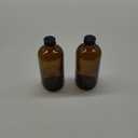 (2 Pack) - 16 oz Amber Glass Boston Round Bottles with Black 28-400 Airtight Phenolic Polycone Caps - Perfect Glass Containers for Secondary Fermentation, Storing condiment, Homemade Essential Oils