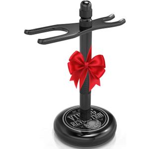 Viking Revolution Black Safety Razor Stand - Razor Holder and Shaving Brush Stand to Prolong the Life of Your Razor - Weighted Bottom for Extra Stability