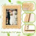 CroBlissful 3 Pcs Scalloped Wicker Weave Rattan Photo Frame for Picture Handmade Rattan Photo Frames Wall Decor Boho Farmhouse Style Tabletop Display Decorative Home Bookshelf (5 x 7,Neutral)