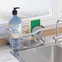 Vanwood Sponge Holder for Kitchen Sink with Auto Draining Tray, Sink Caddy Kitchen Sink Cocina Organizer, Self Drain Dish Soap Sponge Caddy for Counter (304 Sus Stainless Steel)
