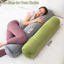 1 MIDDLE ONE Bolster Pillow for Bed, Long Round Body Pillow for Adults with Removable Velvet Cover, Decorative Tube Roll Cylinder Pillow, 47 x 7.87 Inch, Green