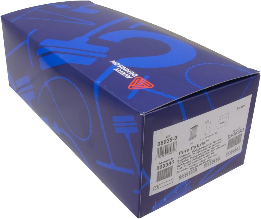 Avery Dennison 08939 2" Fine Fabric Tagging Gun Fasteners Box of 5000