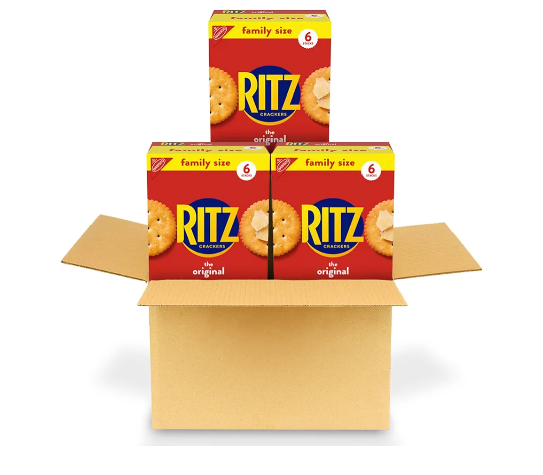 RITZ Original Crackers, Snacks for Kids and Adults, Bulk Lunch Snacks, Family Size, 3 Boxes