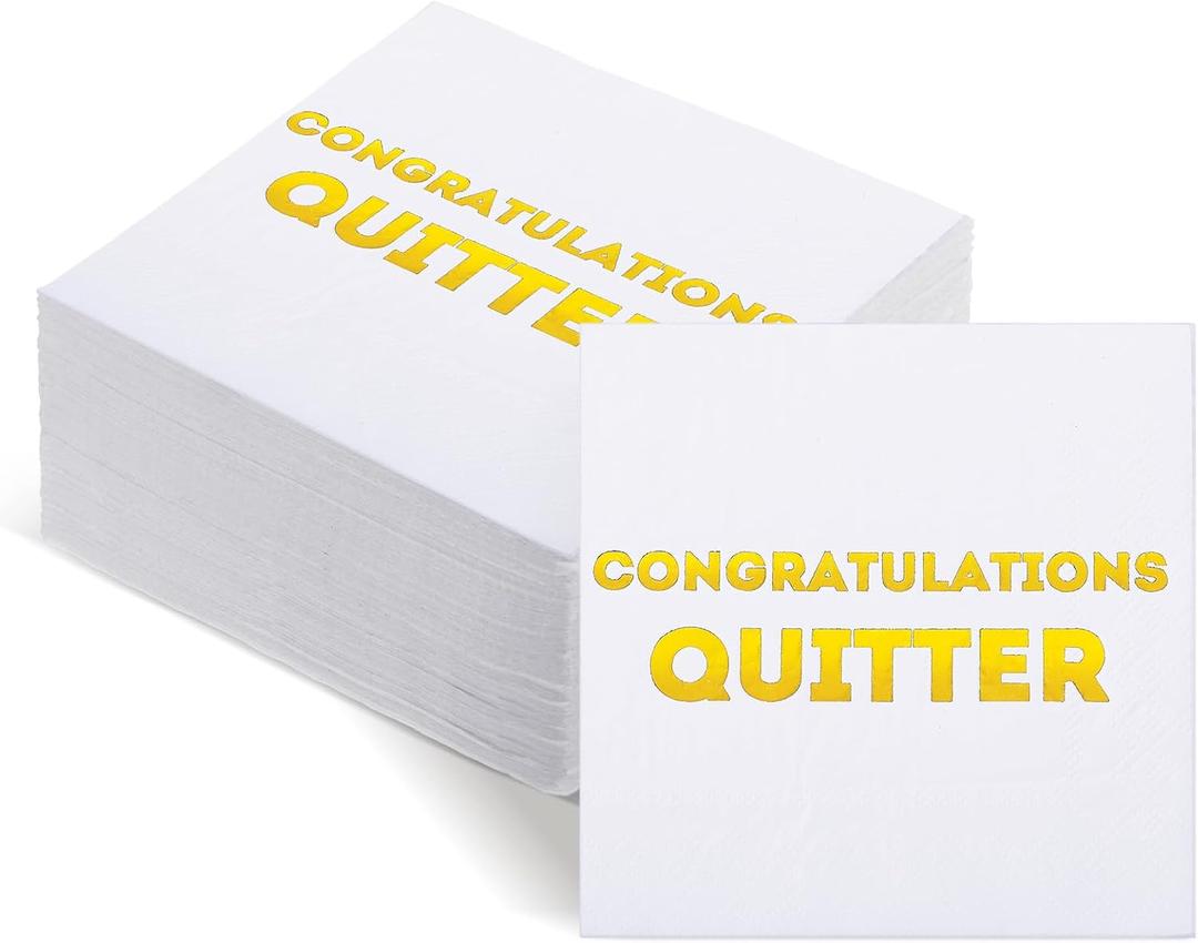 Watersay 100 Pack Congratulations Quitter Cocktail Napkins Farewell Going Away Retirement Party Decorations Supplies Coworkers Leaving Goodbye Military Army Good Luck Moving Celebration