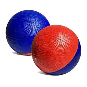 Botabee 4" Mini Foam Basketball for Over The Door Mini Hoop Basketball Games, 2 Pack | Safe & Quiet Small Basketball for Nerf Basketball Hoops and Other Mini Basketball Hoop Sets (Red/ Blue)