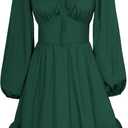 Scarlet Darkness Reansiaacne Corset Dress for Women Long Sleeve Off the Shoulder Mini Dress (Green, L)