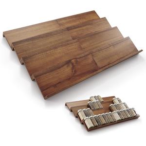 Tinamo Acacia Wooden Spice Rack Organizer for Cabinet - Spice Drawer Insert, Spice Organization for Cabinet, Seasoning Organizer, Spice Holder Pack of 8 (Walnut, Pack 8)