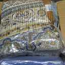 Cottolester Boho Queen Comforter Set 8 Pieces,Brown Blue Bohemian Comforter Paisley Striped Bed in A Bag,Soft Microfiber Bedding Set for All Season