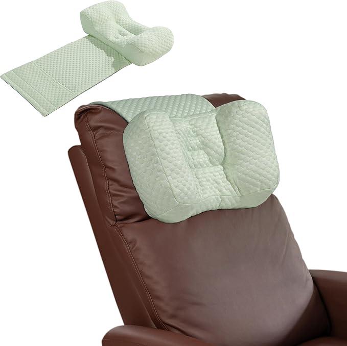 MABOZOO Neck Pillow for Recliners with Bag, Headrest Pillow for Neck Pain Relief and Cervical Support Recliner Pillow for Side Sleepers at Home, Office or Travel