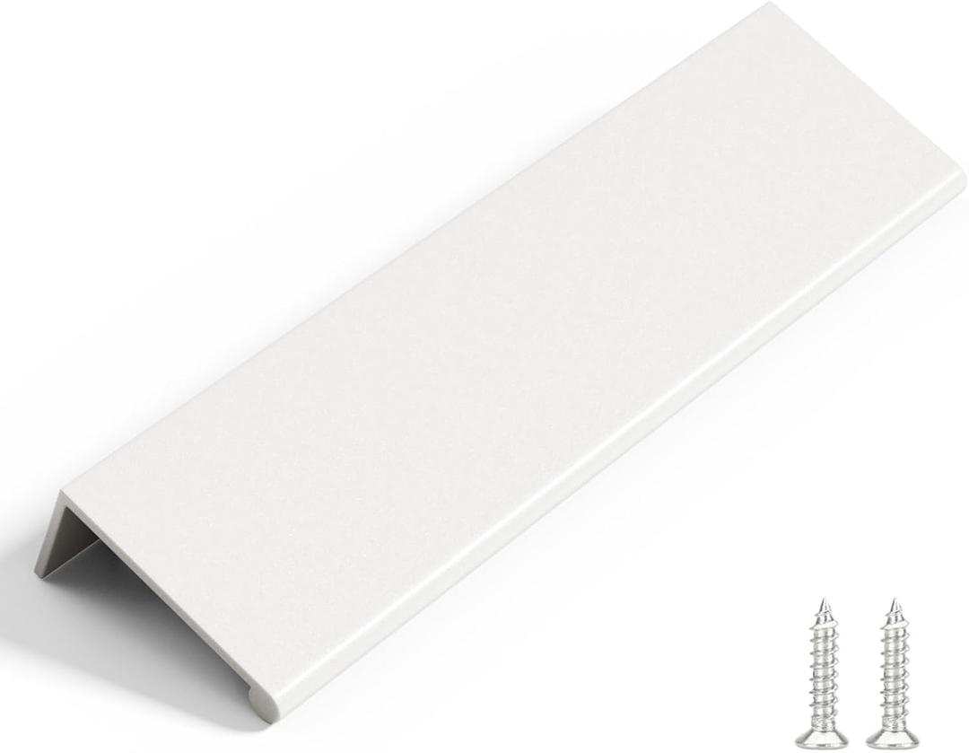 Rergy 10 Pack 5 INCH Cabinet Pulls White Finger Pulls, White Edge Pulls for Cabinet Kitchen Cabinet Edge Pulls, 128mm Cabinet Finger Pulls