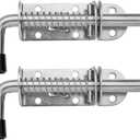 JQK Spring Loaded Latch Pin, 304 Stainless Steel Barrel Bolt Thickened 2mm Door Lock, 5 Inch Brushed Finished(2 Pack), HSB300-P2