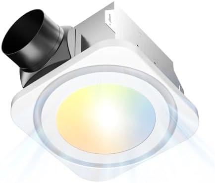 Amico Bathroom Exhaust Fan with Light, 80 CFM, 1.0 Sones, 1400LM, 3CCT, Easy Install & Very Quiet, Ceiling Mount Shower Bathroom Fan with light, Powerful Bathroom Vent Fan, FCC Certified