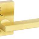 Kwikset Halifax Dummy Door Handle, Single Sided Lever for Closets, French Double Doors, and Pantry, Satin Brass Non-Turning Reversible Interior Push/Pull Lever, with Microban Protection, Square Rose