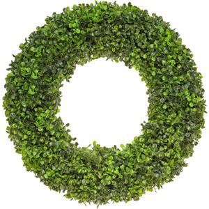 20 Inch Boxwood Wreath, Handmade Green Wreath for Front Door, UV Resistant Outdoor Wreath for All Seasons, Foldable & Durable Farmhouse Wreath for Wall Window Home Indoor Outdoor Decor