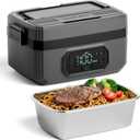 LIFECREEK Cordless Electric Lunch Box for Adults, 1.2L Stainless Steel Container, 21000mAh Rechargeable Heated Lunch Box Food Warmer with Timer & Adjustable Heating for Office Car Outdoor