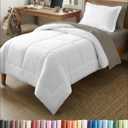 Twin Comforter Set - White Bedding for All Seasons - 2 Piece Bed Set, 1 Lightweight Comforter (68" x 88") and 1 Pillow Sham (20" x 26") - Box Stitched Down Alternative, Duvet Insert with Corner Tabs