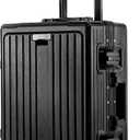 VentureVault Carry On Luggage 20 Inch, Aluminum Frame Zipperless Luggage, ABS+PC Hard Shell Suitcases, Carry On with Compartment for Short Trips, Suitcase Carry-on TSA Approved (Black)