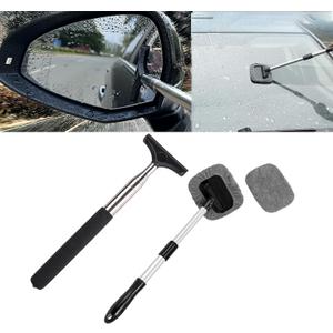 Car Rearview Mirror Wiper 2 pack Universal Automotive Car Accessories Telescopic Auto Mirror Squeegee Cleaner 98cm Long Handle Portable Car Cleaning Tool Mirror Glass Water Mist Cleaner (Black01)